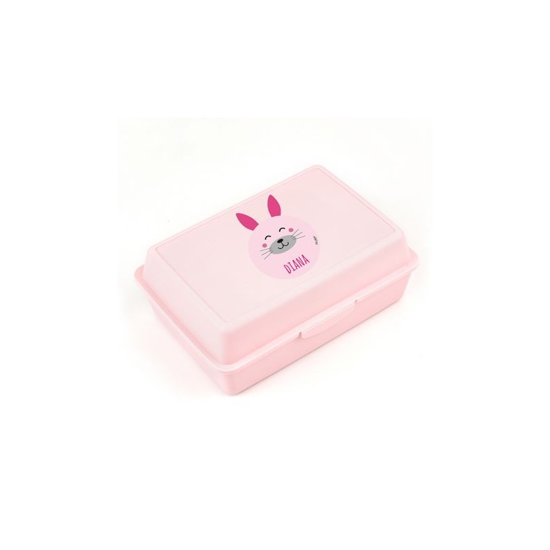 Cajita Porta Alimentos Conejito Rosa personalizada