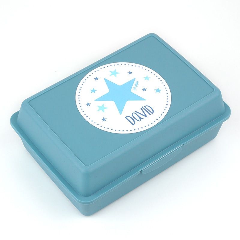 Cajita Porta Alimentos Estrella Rosa,Menta o Azul personalizada