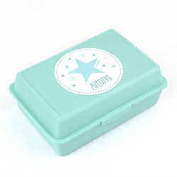 Cajita Porta Alimentos Estrella Rosa,Menta o Azul personalizada