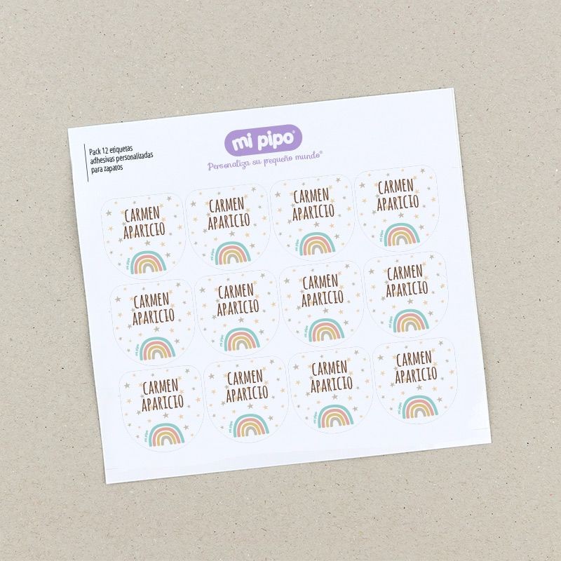 Pack 12 etiquetas personalizadas para zapatos Varios diseños