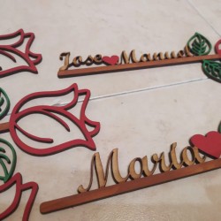 ROSA  MADERA PINTADA CON...