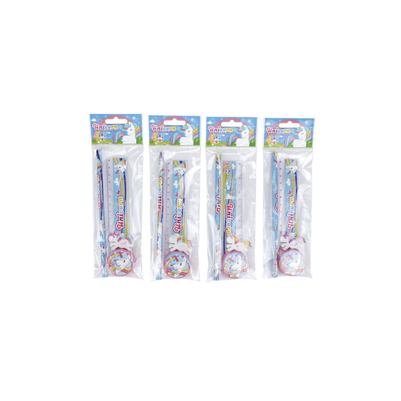 SET 4 PCS.PAPELERIA UNICORNIO