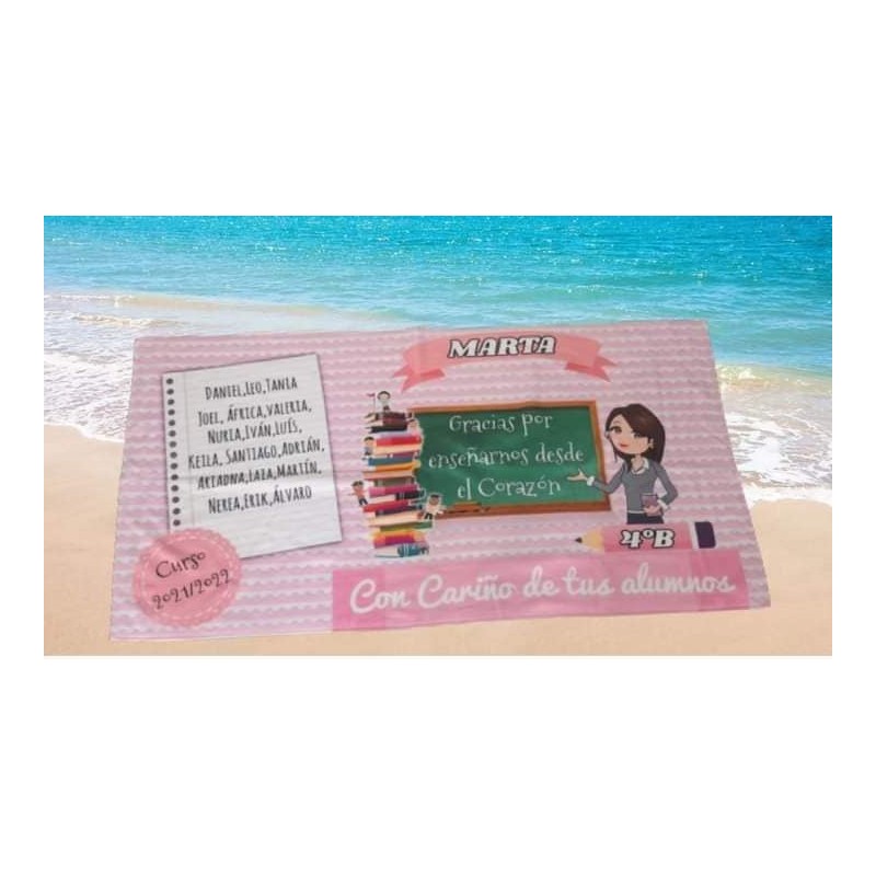 TOALLA PROFESORA PIZARRA PERSONALIZADA