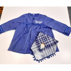 BLUSON RAYA AZUL CON LNEA BORDADA