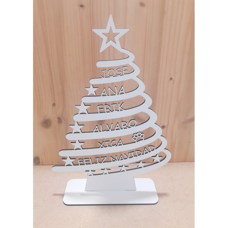 Arbol Navidad Nombres Blanco 30 cm