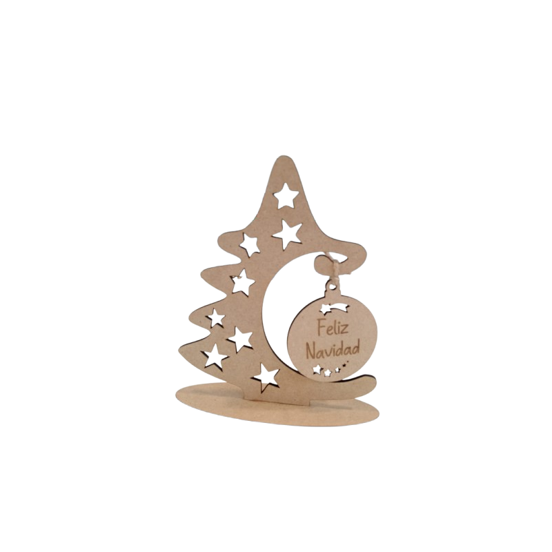 Arbol Con Bola Feliz Navidad Madera o Texto Personalizado