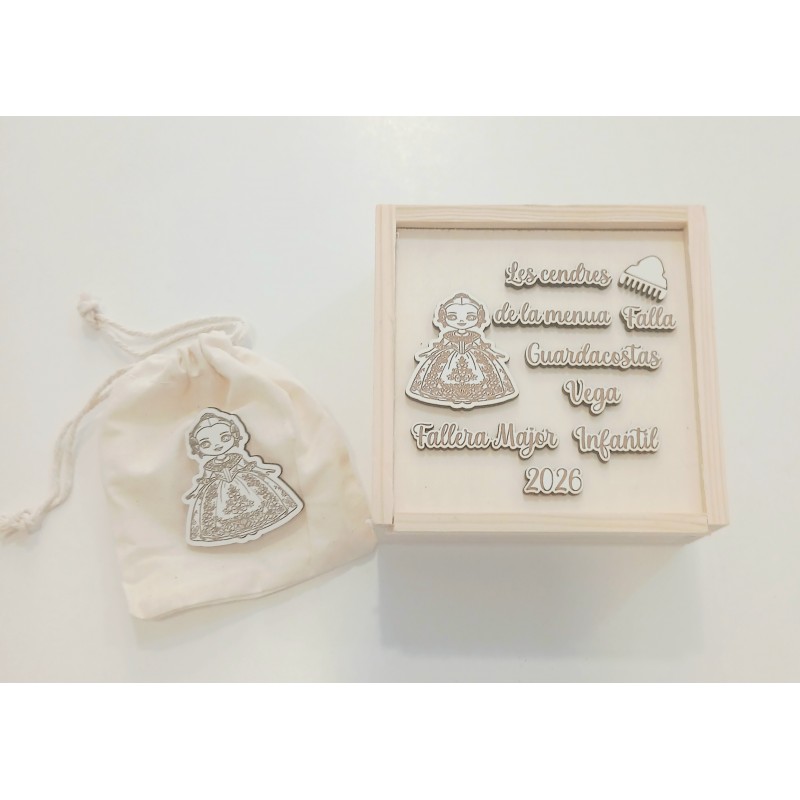 Caja Para Cenizas Falleras Mayores + Saquito M2