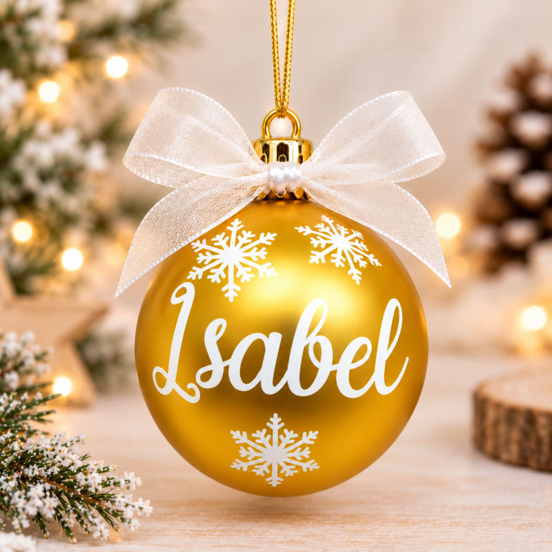 Bola de Navidad Personalizada Dorado Mate