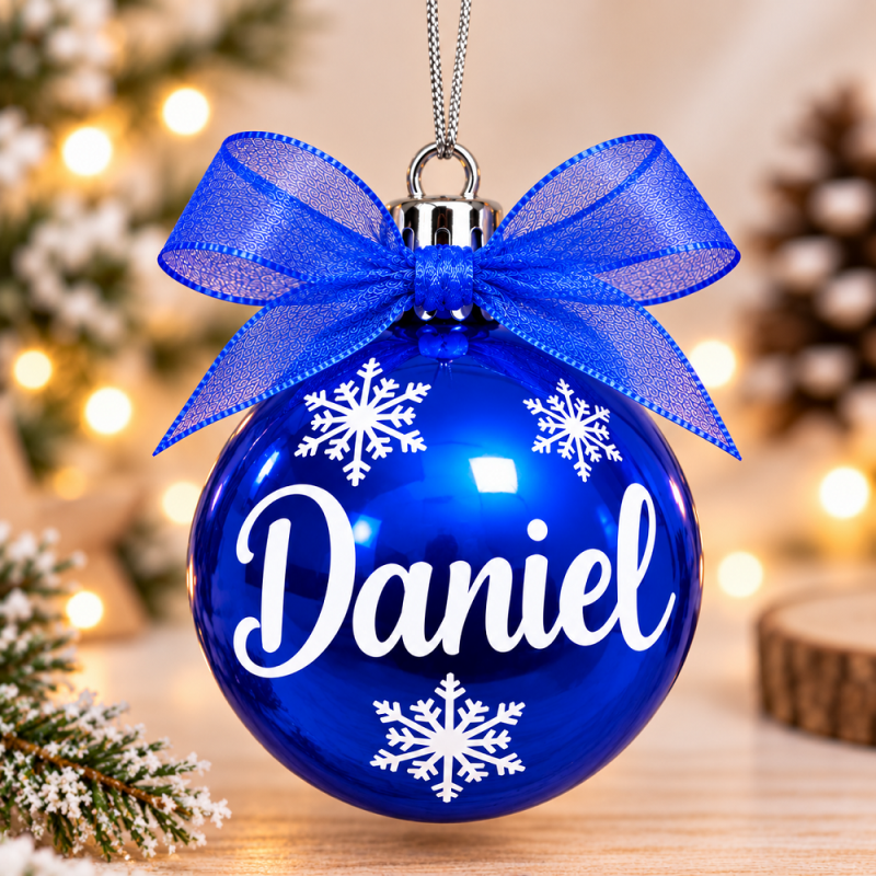 Bola de Navidad Personalizada Azul Electrico Brillo