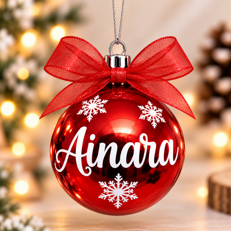 Bola de Navidad Personalizada Rojo Brillo